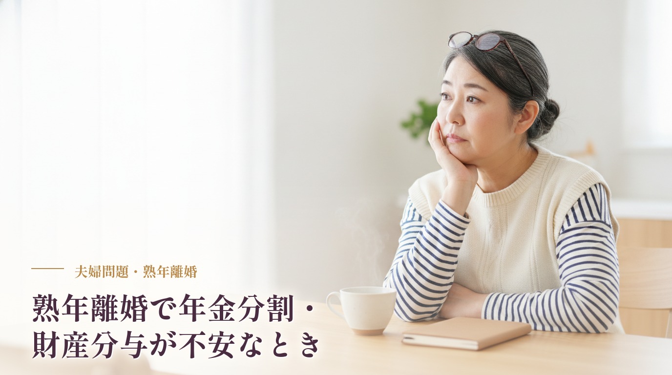熟年離婚で年金分割・財産分与が不安なとき