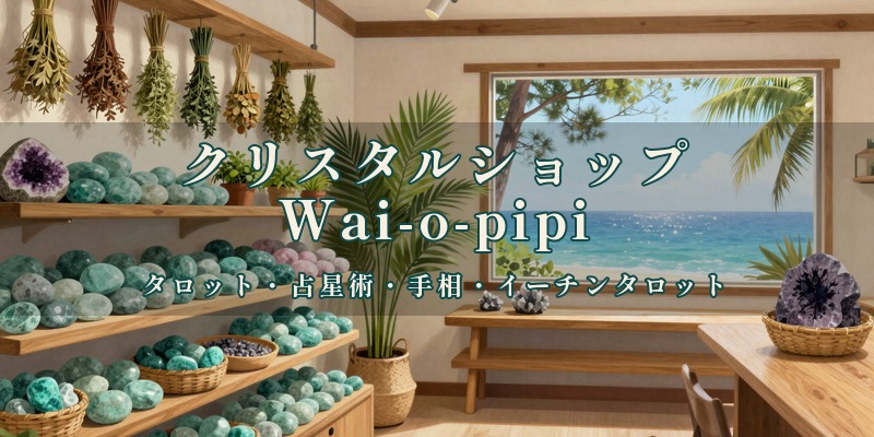 クリスタルショップ Wai-o-pipi｜宮崎市阿波岐原町のクリスタルショップで、タロットや占星術、手相、イーチンタロットなどを使って鑑定してもらえる店