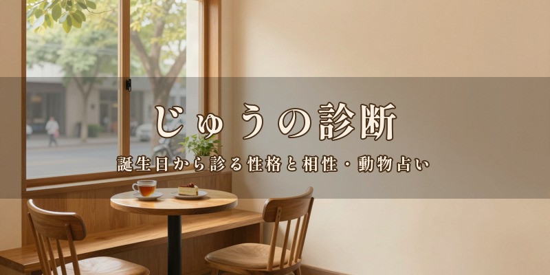 じゅうの診断|岡山市北区と南区のカフェで対面の鑑定をする、決まった店舗のない占い処。誕生日から性格や相性を診る